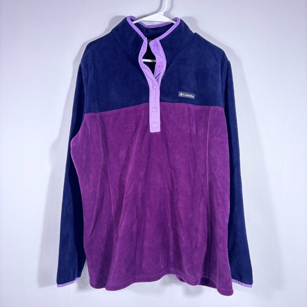 Columbia Purple and Navy Half Snap Sweatshirt Size 1X T2